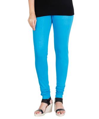 Blue COTTON plain stitched Leggings 3