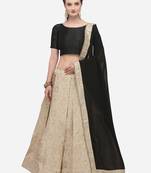 Golden woven jacquard unstitched lehenga