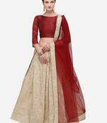 Golden woven jacquard unstitched lehenga
