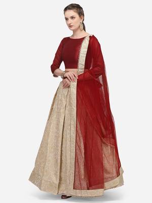 Golden woven jacquard unstitched lehenga 2