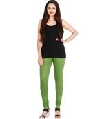 Green COTTON plain stitched Leggings