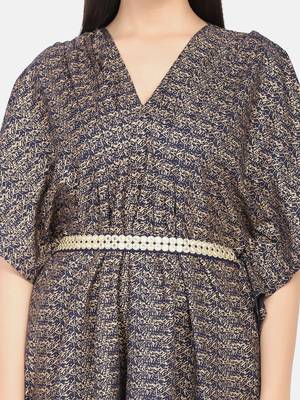 Blue Printed Kaftan With Embroidered Belt 10