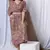 MULTICOLORED PRINTED KAFTAN WITH EMBROIDERED BELT