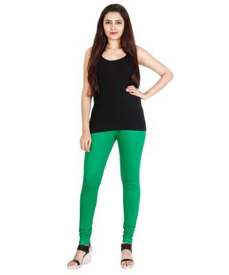 Green COTTON plain stitched Leggings 1
