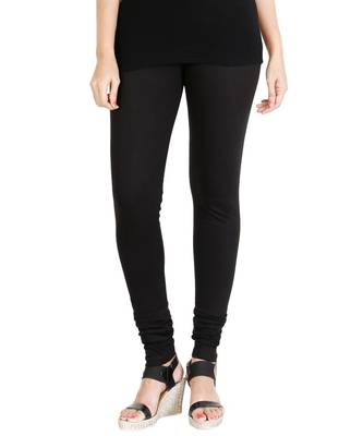 Black COTTON plain stitched Leggings 3