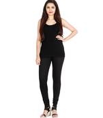 Black COTTON plain stitched Leggings