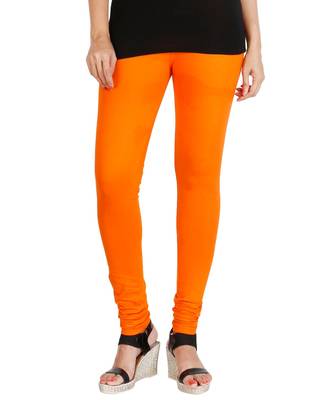 Orange COTTON plain stitched Leggings 3