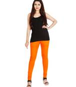 Orange COTTON plain stitched Leggings