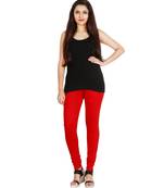 Red COTTON plain stitched Leggings