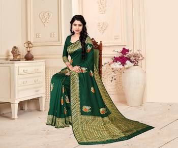 GREEN RICH art silk saree AND HEAVY RICH PALLU WITH BLOUSE 4