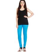 Blue COTTON plain stitched Leggings