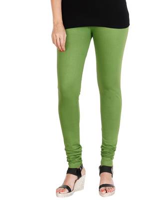 Green COTTON plain stitched Leggings 3