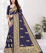 NAVYBLUE RICH art silk saree AND HEAVY RICH PALLU WITH BLOUSE