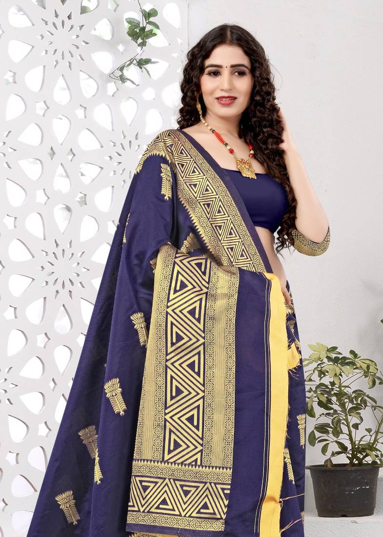 NAVYBLUE RICH art silk saree AND HEAVY RICH PALLU WITH BLOUSE