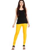 Yellow COTTON plain stitched Leggings