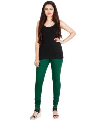 Green COTTON plain stitched Leggings 1