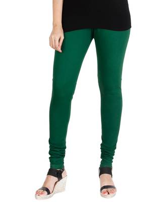 Green COTTON plain stitched Leggings 3