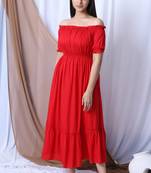 Red Off Shoulder Long Dress