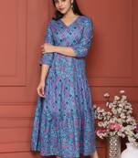 PURPLE PRINTED LONG DRESS