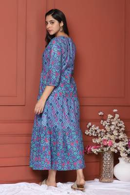 Purple Printed Long Dress 8