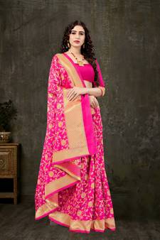 PINK RICH art silk saree AND HEAVY RICH PALLU WITH BLOUSE