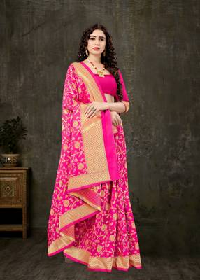 PINK RICH art silk saree AND HEAVY RICH PALLU WITH BLOUSE 1