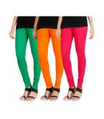 Green COTTON plain stitched Leggings