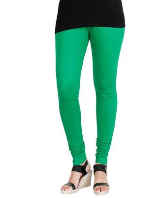 Green COTTON plain stitched Leggings 4