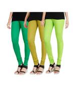 Green COTTON plain stitched Leggings