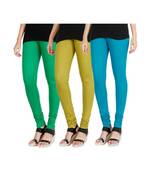 Green COTTON plain stitched Leggings