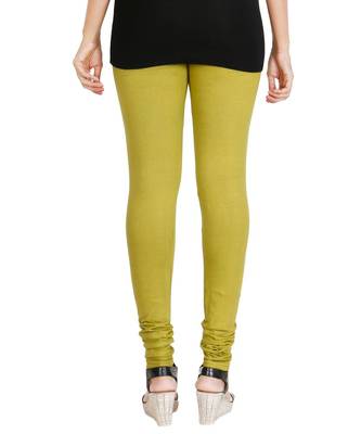 Green COTTON plain stitched Leggings 3