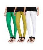 Green COTTON plain stitched Leggings
