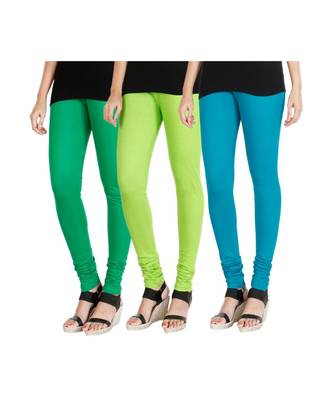 Green COTTON plain stitched Leggings 1