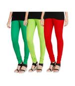 Green COTTON plain stitched Leggings