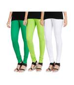 Green COTTON plain stitched Leggings
