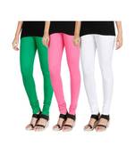 Green COTTON plain stitched Leggings