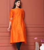 Orange Solid Kurta