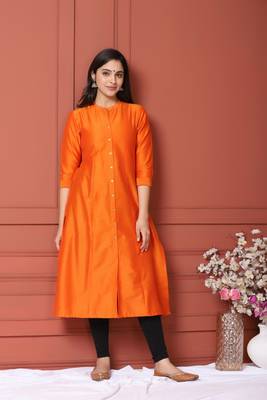 Orange Solid Kurta 2
