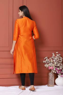 Orange Solid Kurta 3