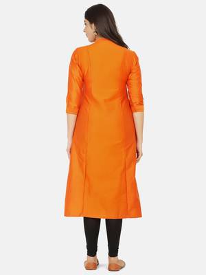 Orange Solid Kurta 8