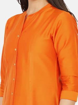 Orange Solid Kurta 9