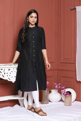 Black Solid Kurta 1