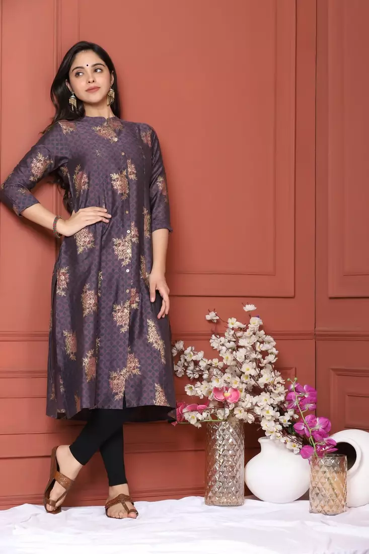 PURPLE GOLD PRINTED KURTA