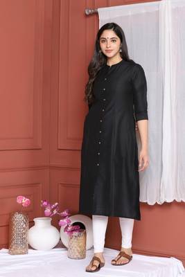 Black Solid Kurta 2