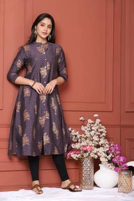 Purple Gold Printed Kurta 2