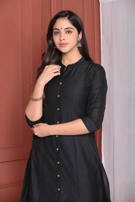 Black Solid Kurta 4