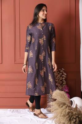 Purple Gold Printed Kurta 3