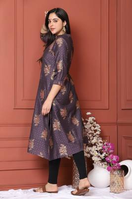 Purple Gold Printed Kurta 4