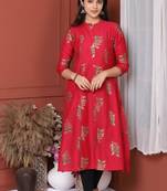 Fucshia Gold Printed Kurta
