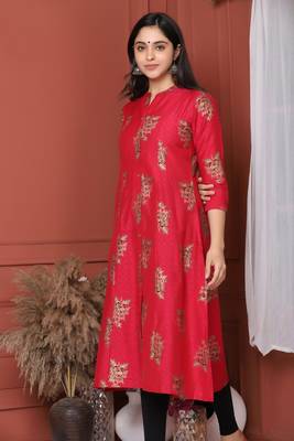 Fucshia Gold Printed Kurta 2